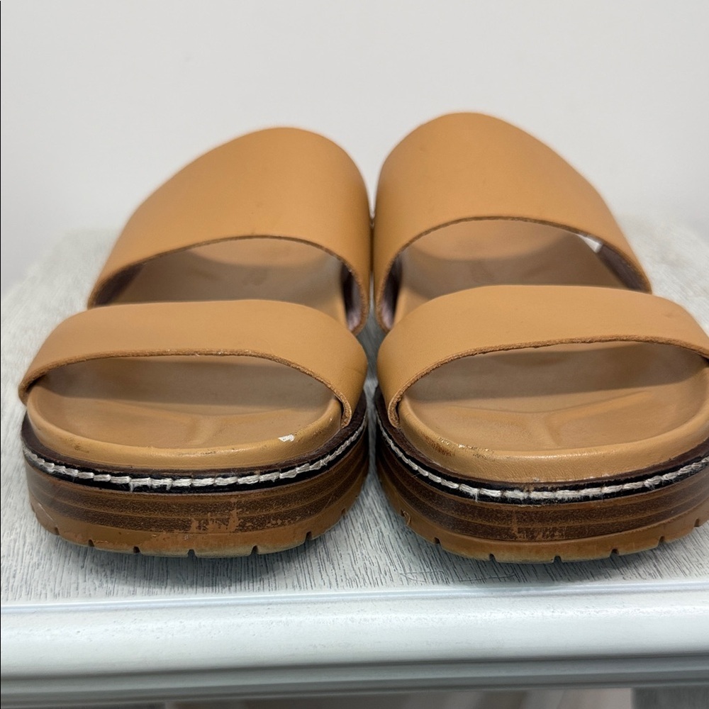 Madewell Size 6 The Charley Double-Strap Slide Camel Leather Sandals - Picture 11 of 11